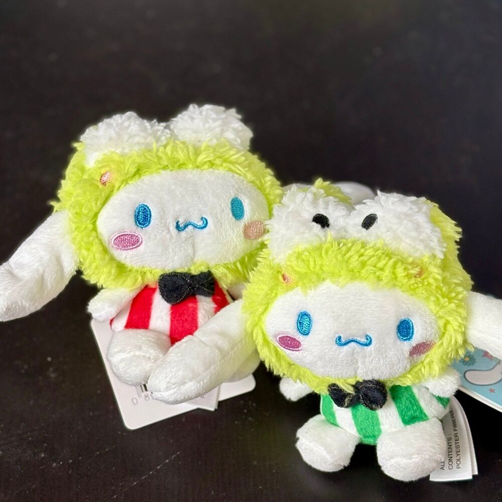 NWT Sanrio Cinnamonroll in Red & Green Keroppi Outfit Duo Set Plushies 4”